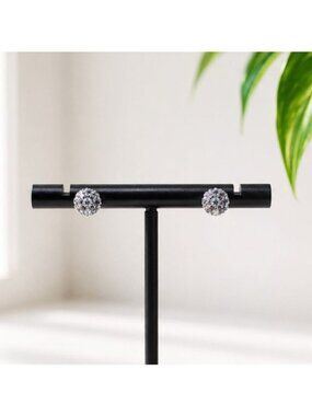 Vintage Gold Tone Crystal Rhinestone Ball Stud Earrings Classic Sparkly Jewelry